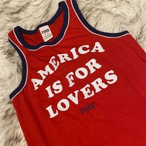 Victoria’s Secret PINK Tank Top  America is for Lovers Ringer Tank X-Small